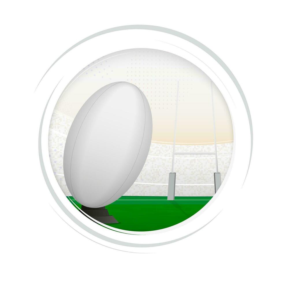 White Rugby ball on the field. vector