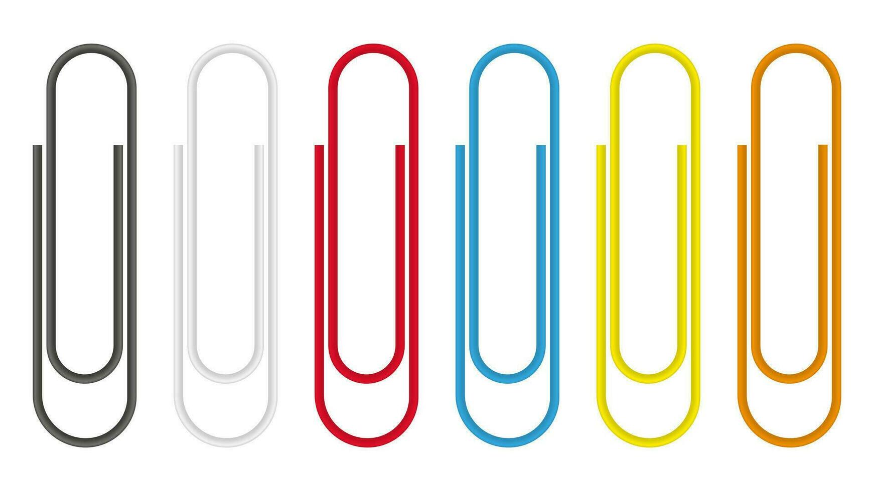 Set of colorful paper clips isolated on white background. vector