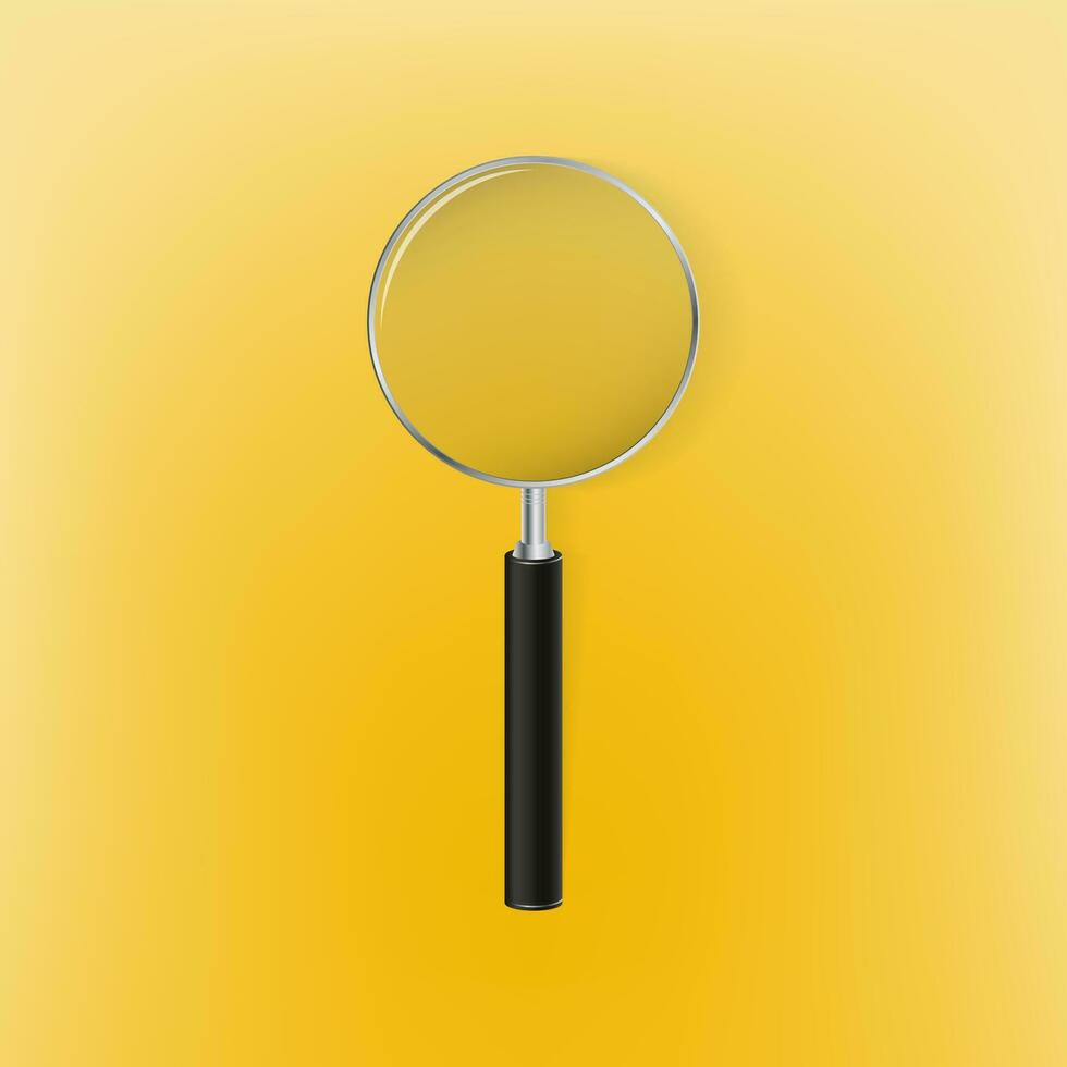 Magnifying glass on yellow background. vector