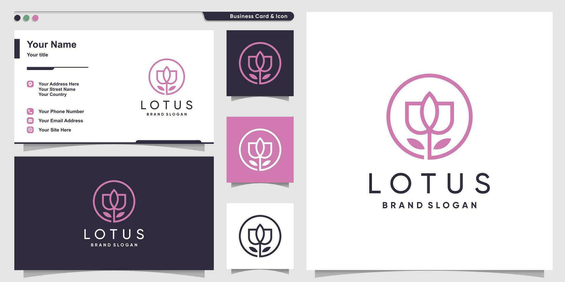 Lotus design element icon vector with business card concept