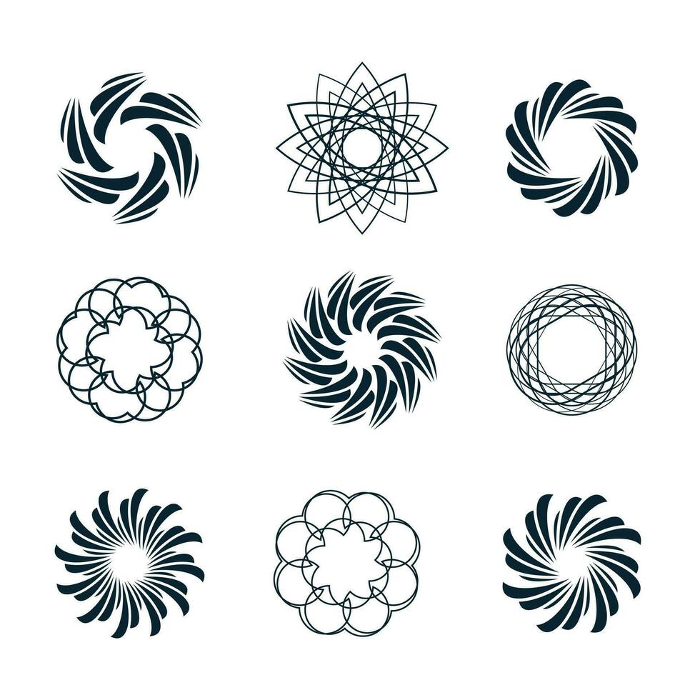 Wind design element icon vector collection with circle and abstract concept