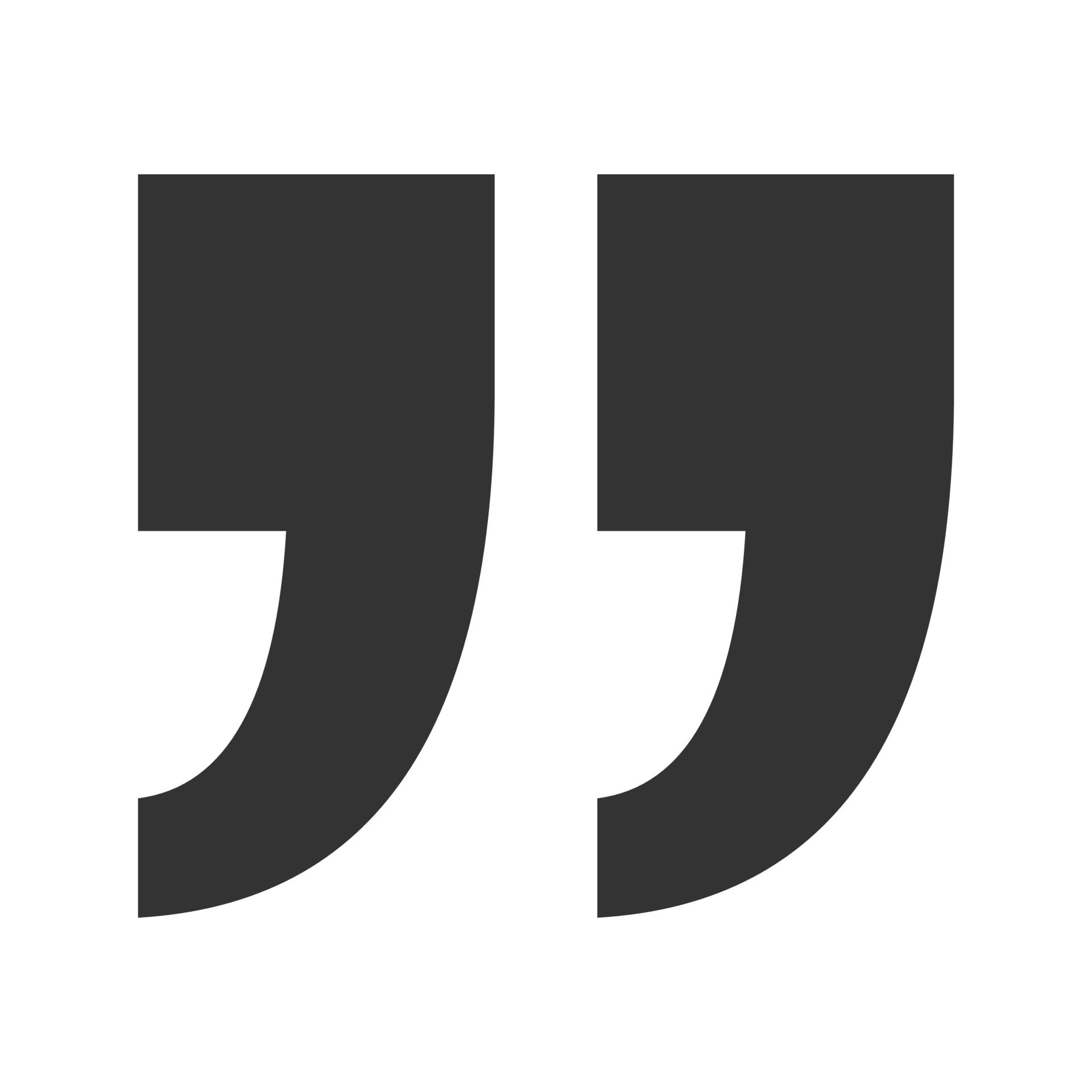 Quote icon on white background. Quotation mark symbol. Speech, mention