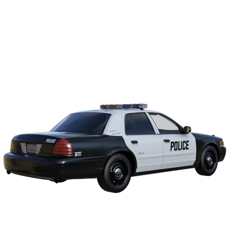 Police car isolated 3d png
