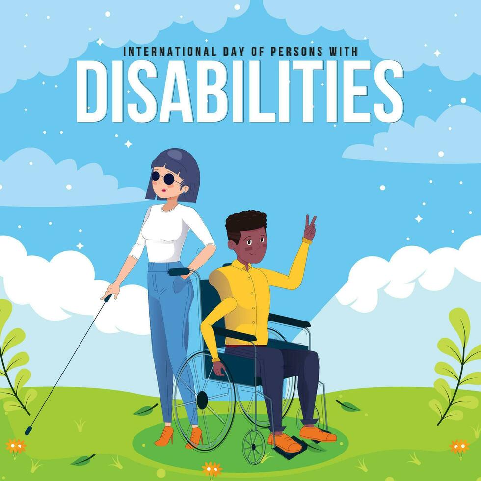International Day of Persons with Disabilities IDPD is celebrated every year on 3 December. With Character Vector illustration