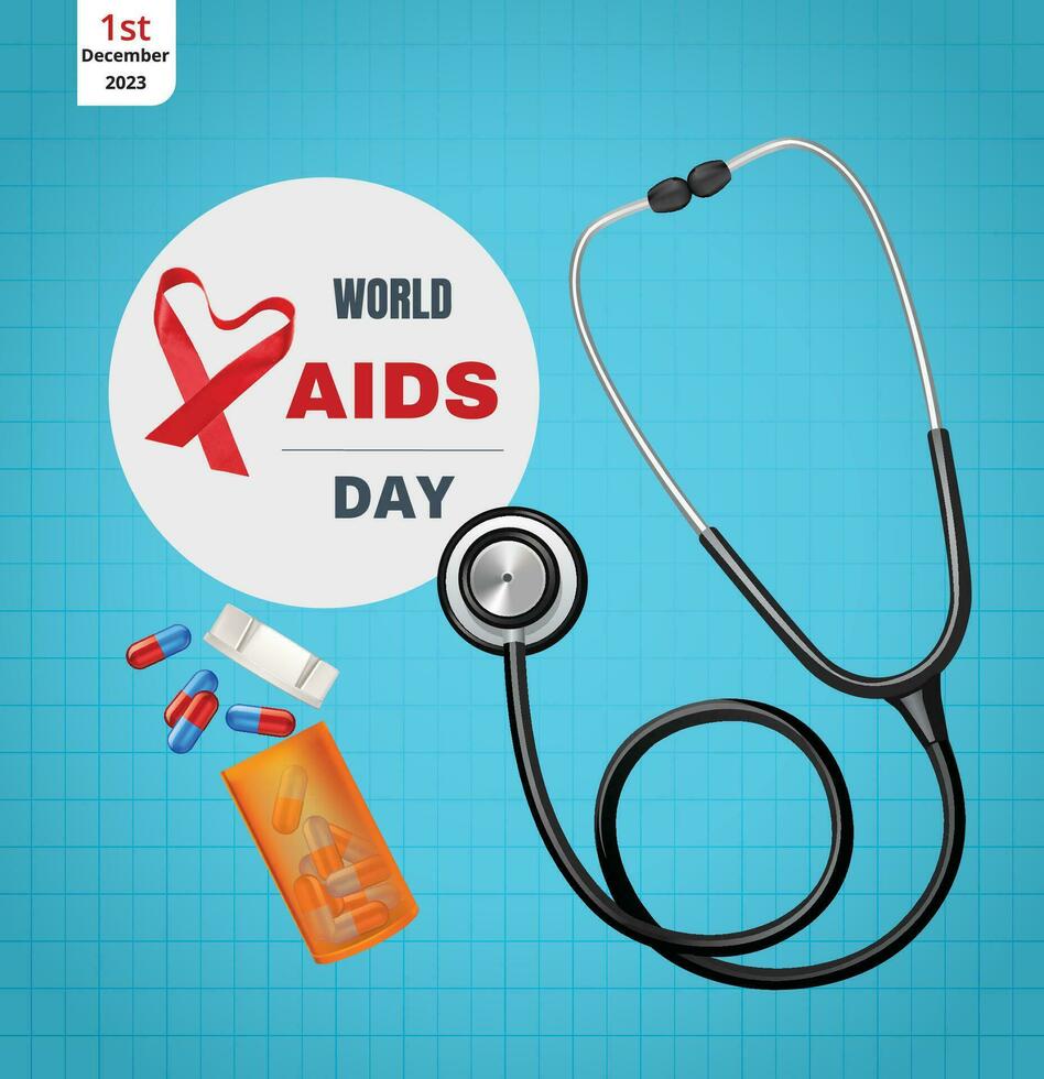 Blue Simple World AIDS Day Banner Background Illustration vector