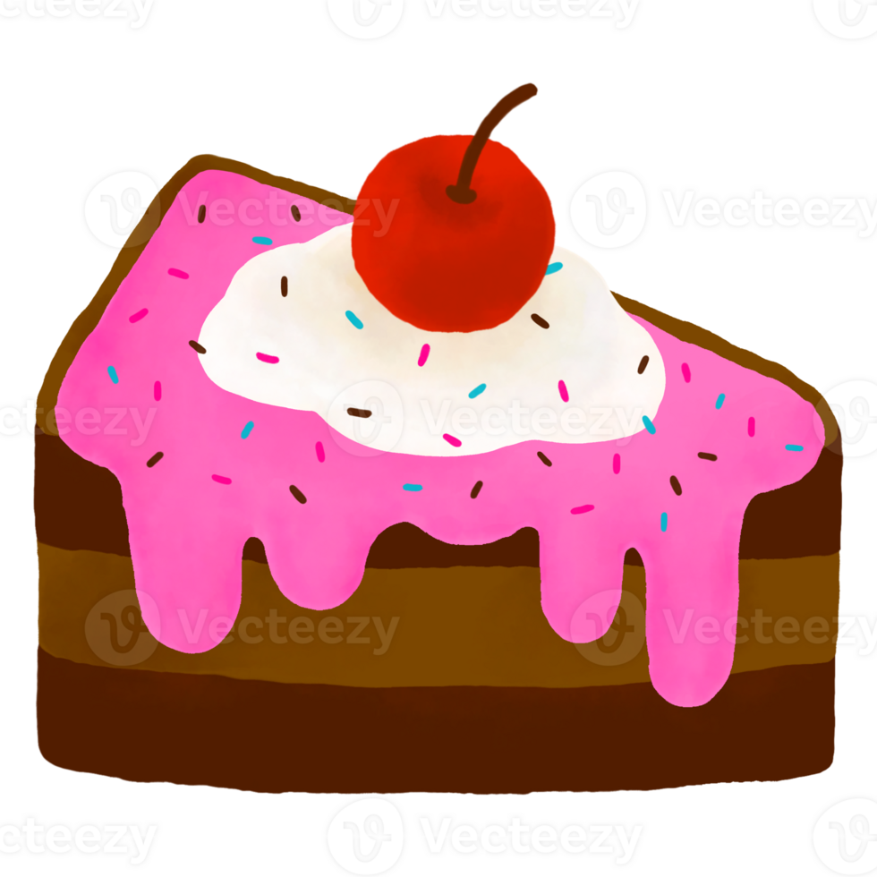 a slice of cake with a cherry on top, png