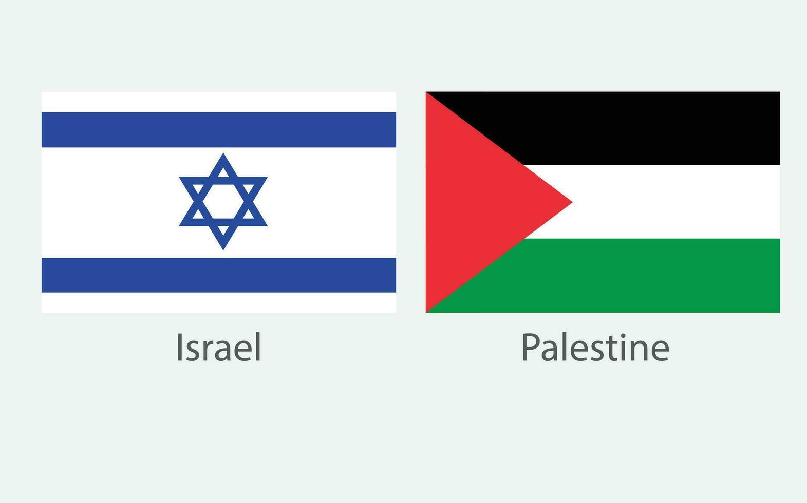 Israel and Palestine national official flag symbol, banner vector illustration.