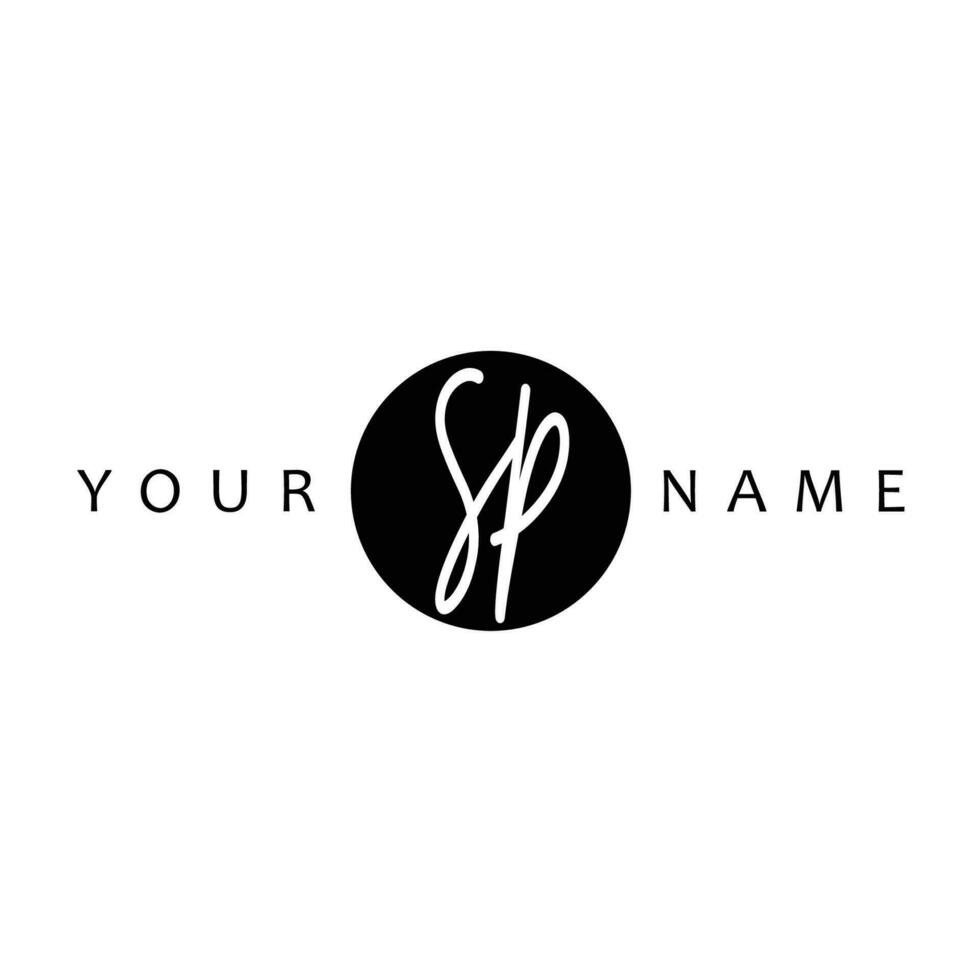 SP Initial Handwriting In Circle Frame Template Design vector