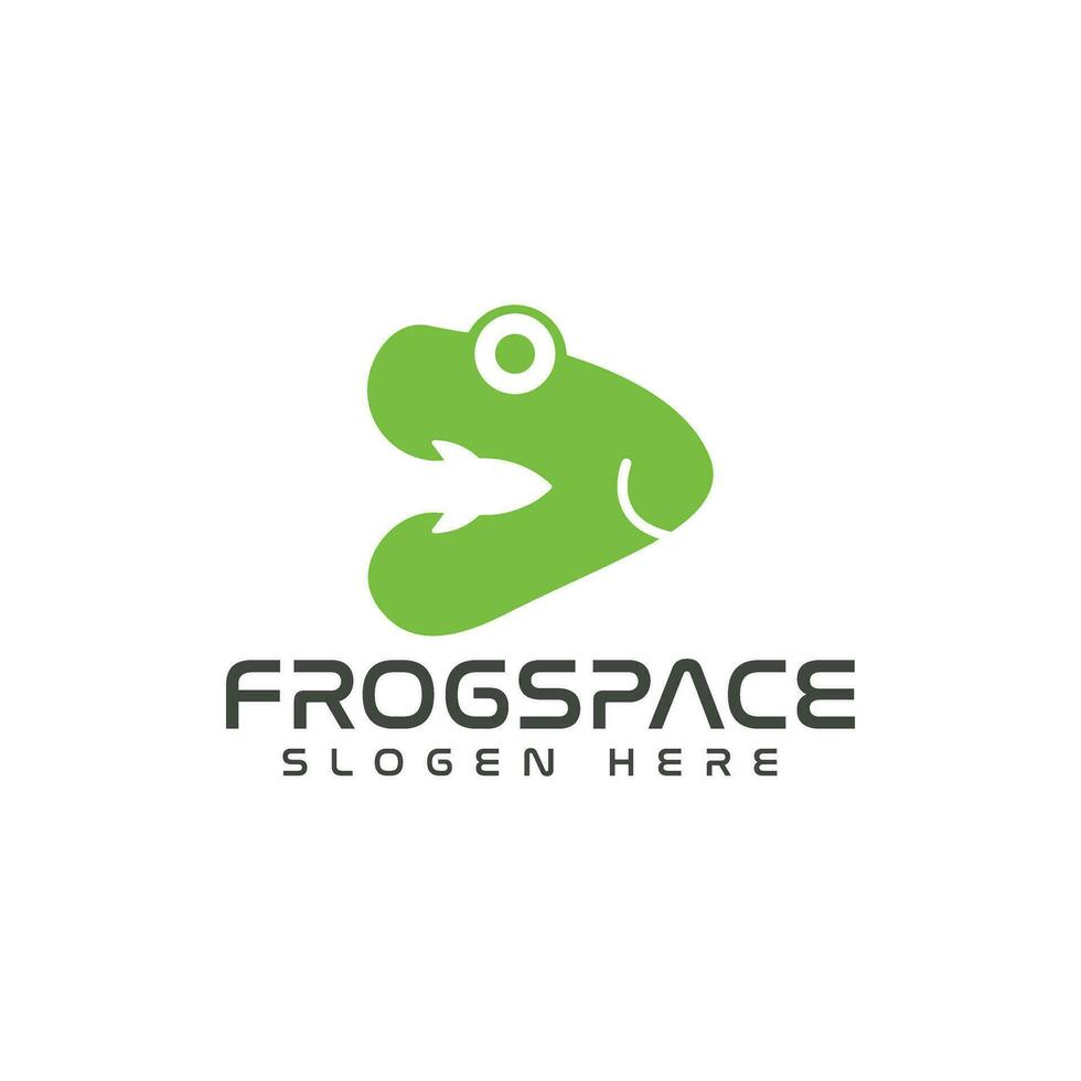 Frogspace Frog and Rocket Negative Space Logo vector
