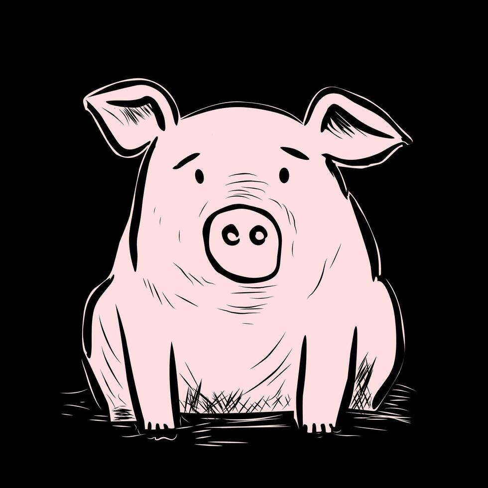 pink pig clipart illustration design on a white background vector