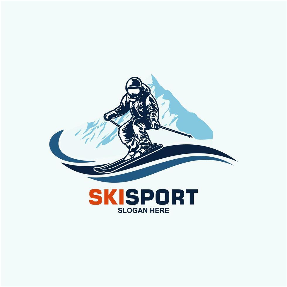 Skiing stylized vector symbol  logo or emblem template