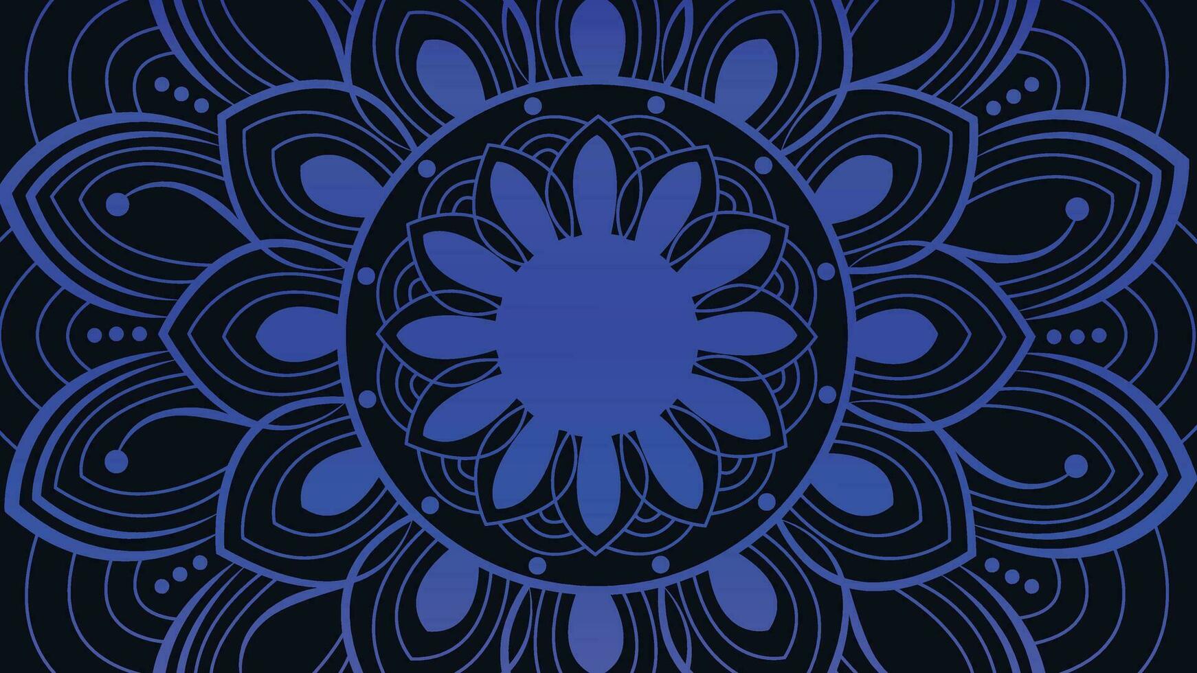 Abstract blue color mandala in dark blue background. vector