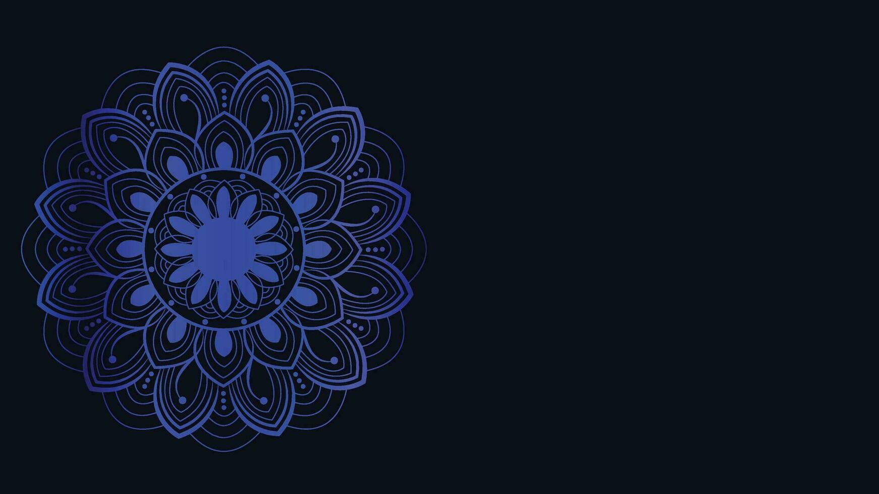 Abstract blue color mandala in dark blue background. vector