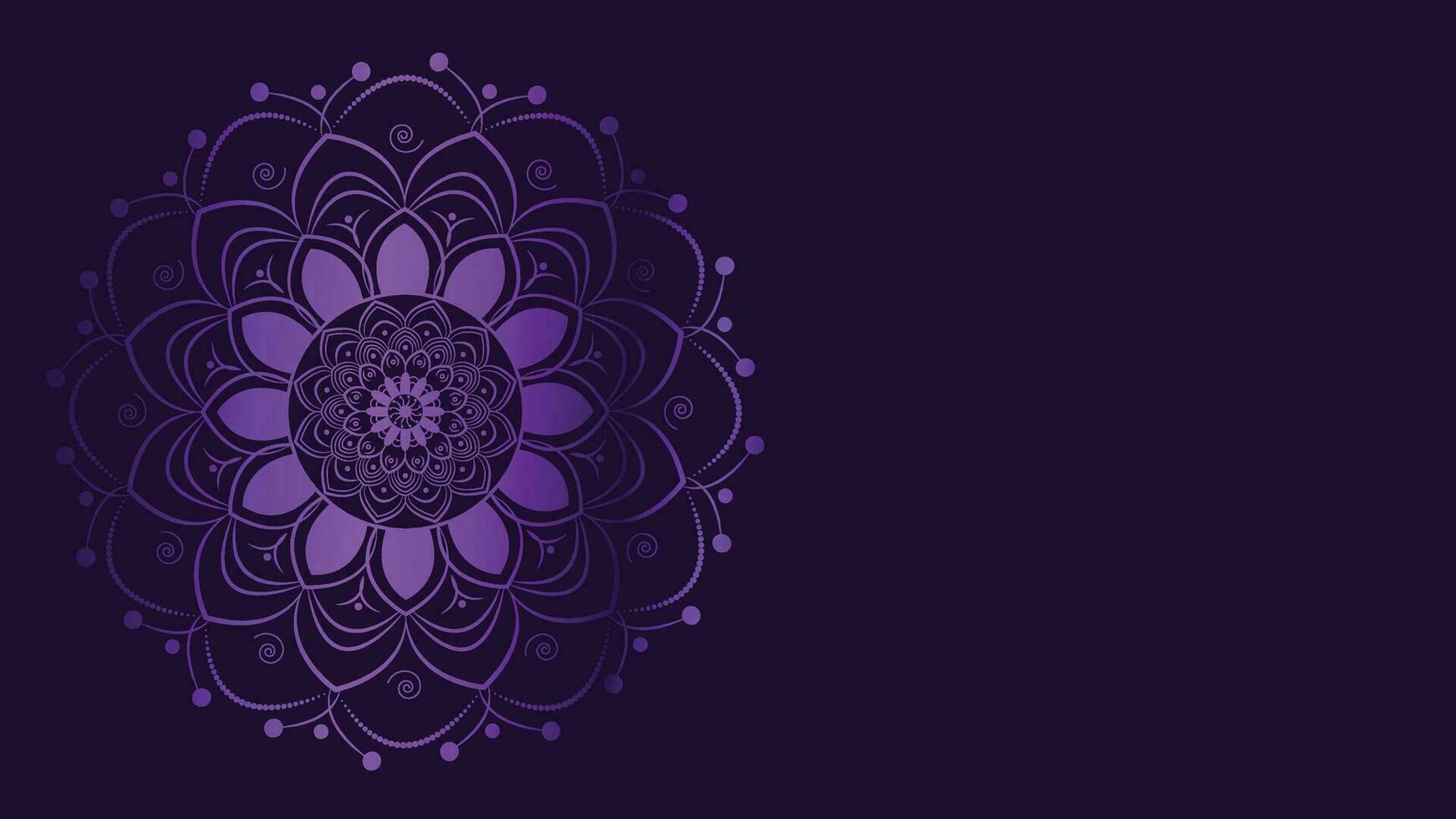 Abstract Mandala in simple style in purple gradient shade in dark purple background. vector