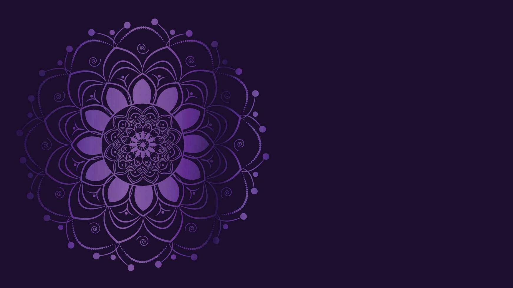 resumen mandala en sencillo estilo en púrpura degradado sombra en oscuro púrpura antecedentes. vector