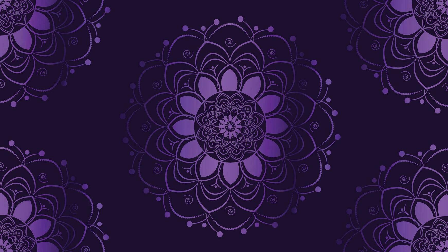 Abstract mandala background in dark purple background. vector