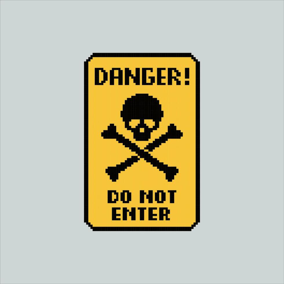 Pixel art illustration Danger Sign. Pixelated danger Sign. Danger sign icon pixelated for the pixel art game and icon for website and video game. old school retro. vector