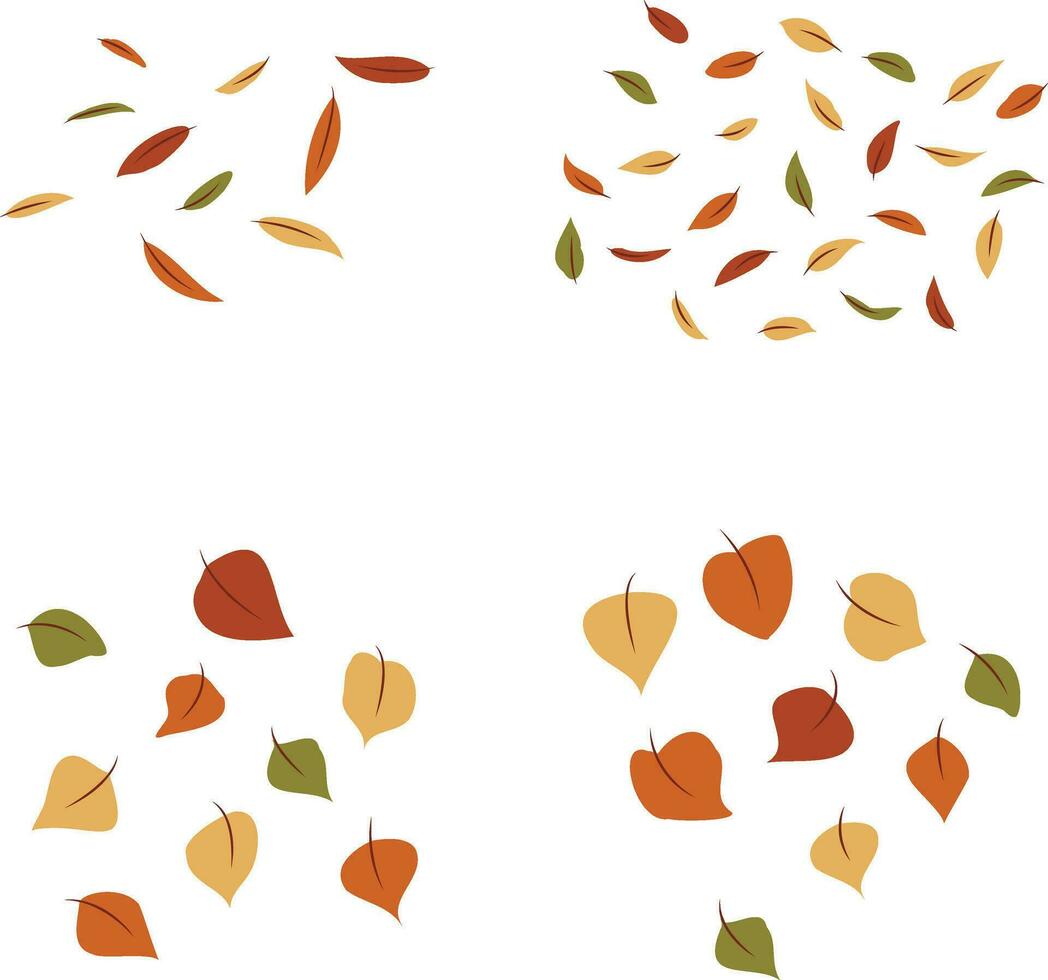 Fallen Autumn Leaves Icon On White Background. Vector Illustration Set.