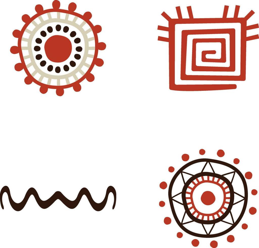 Abstract African Shape With Different Tribal Design. Vedtor Illustration Set. vector