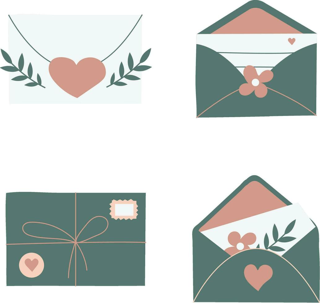 Cute Envelope Illustration With Flat Cartoon Design. Isolated Vector Set.