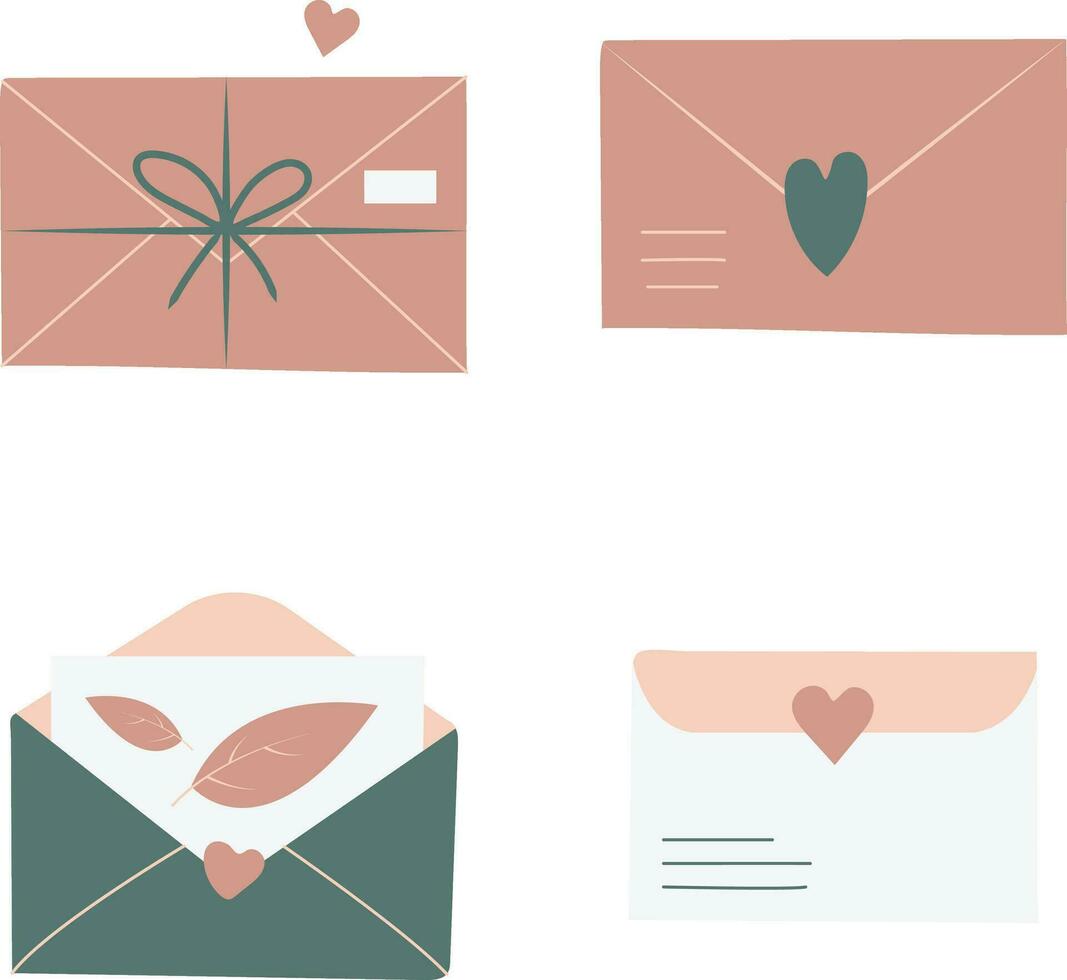 Cute Envelope Illustration With Flat Cartoon Design. Isolated Vector Set.