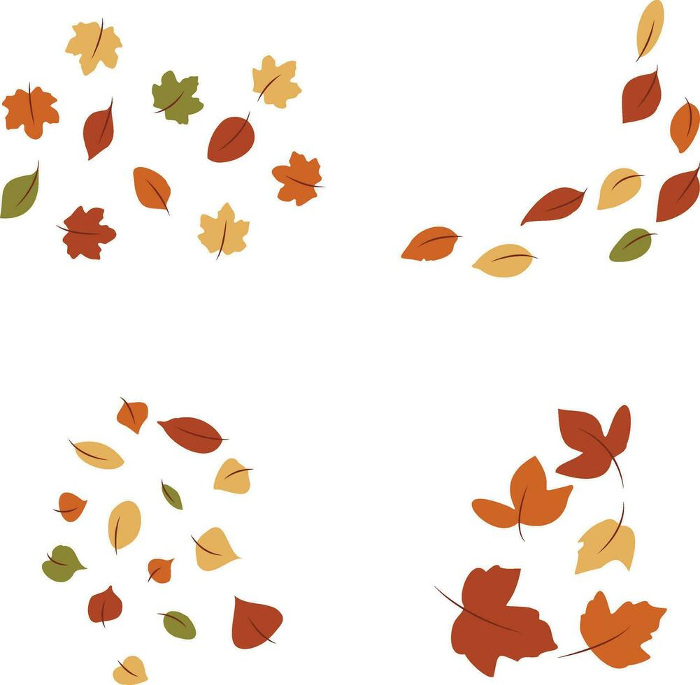 Fallen Autumn Leaves Icon On White Background. Vector Illustration Set.