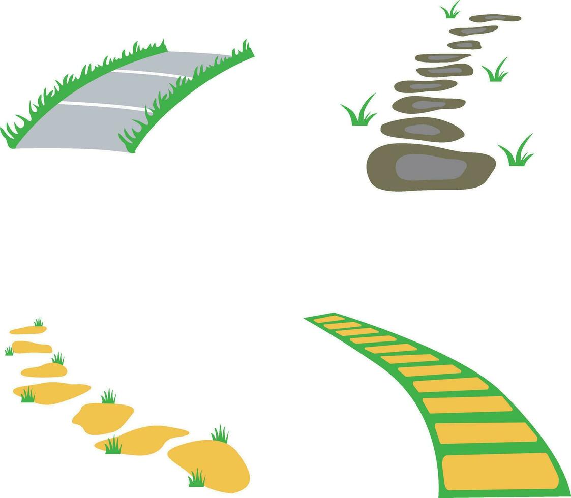 naturaleza camino camino con paisaje diseño. la carretera y césped. vector ilustración colocar.