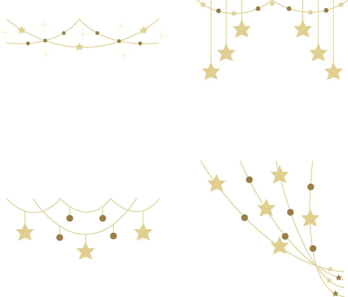 New Year Decoration In White Background. Vector Illustration Set.
