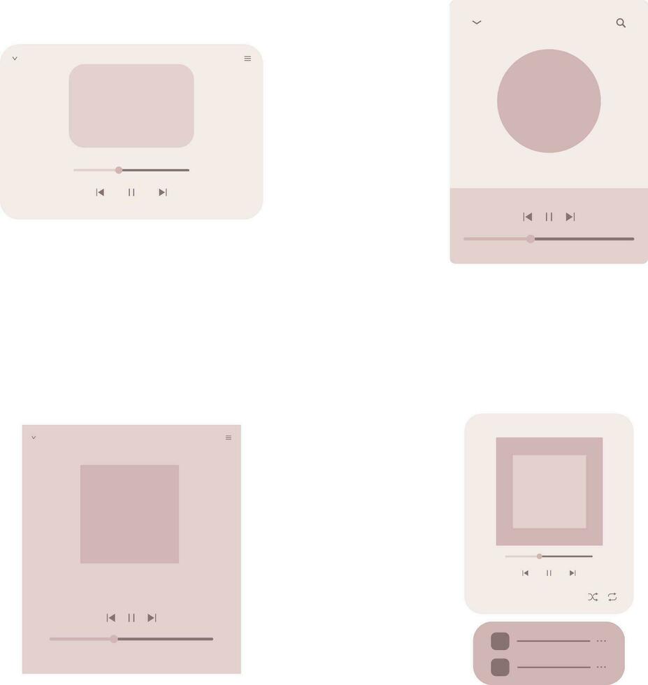 UI Music Player In Flat Design. Isolated On White Background. Vector Illustration Set.