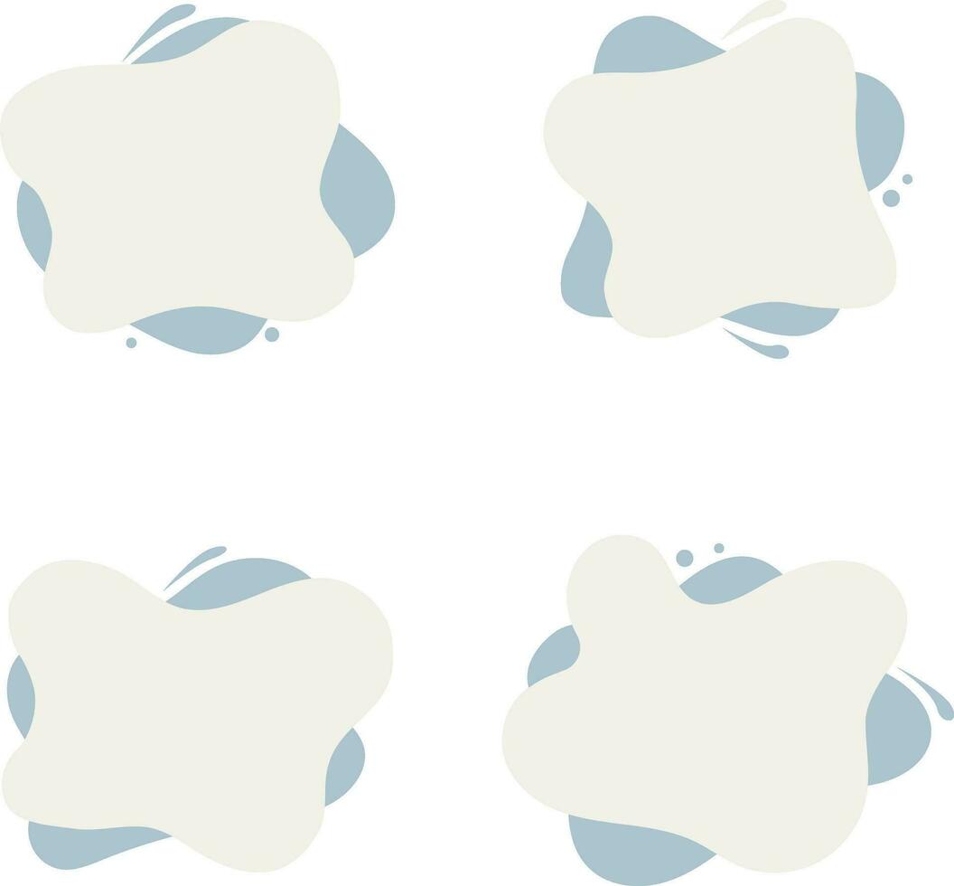 Blob Text Box With Liquid Splash Design. Vector Illustration Set.