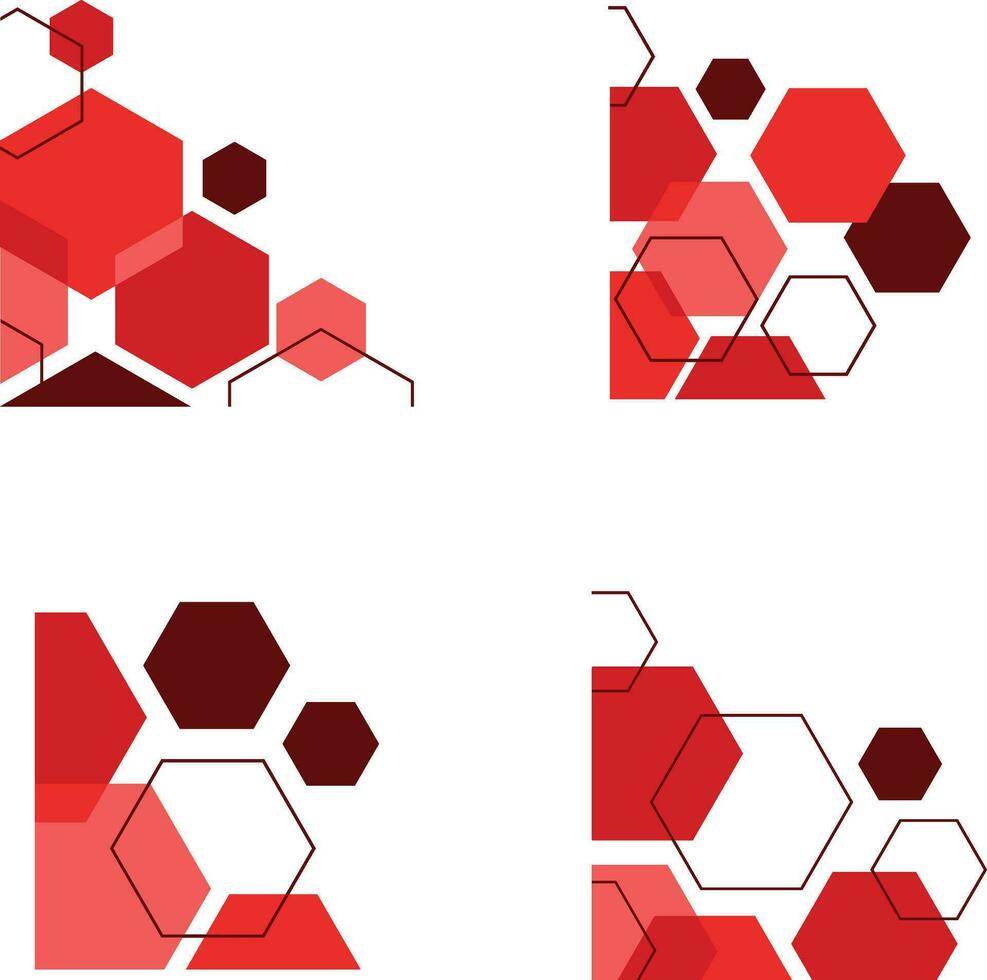 Hexagonal Corner Shape With Flat Design. Vector Illustration Set.