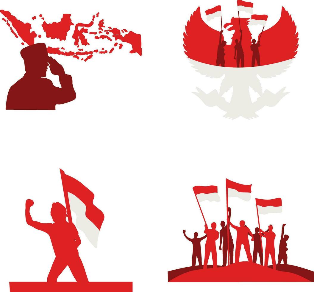 indonesio independencia día elementos para celebracion póster antecedentes. vector ilustración