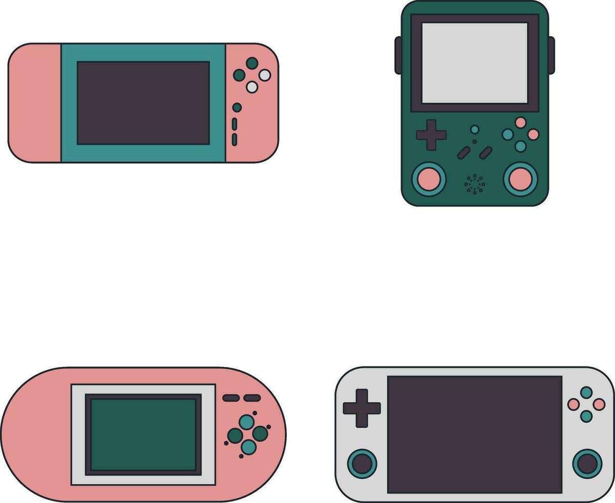 retro juego consola con plano dibujos animados diseño. vector ilustración colocar.