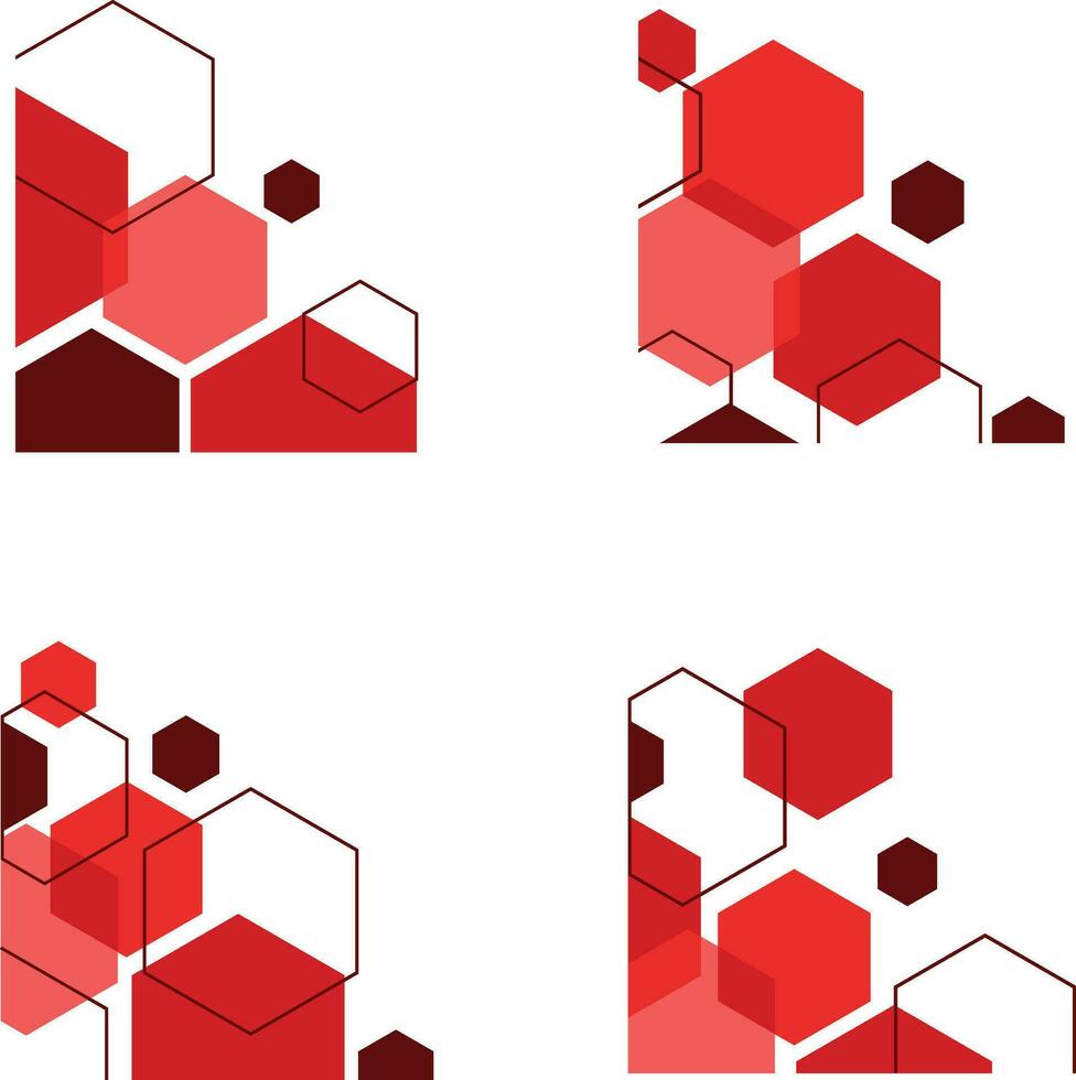 Hexagonal Corner Shape With Flat Design. Vector Illustration Set.