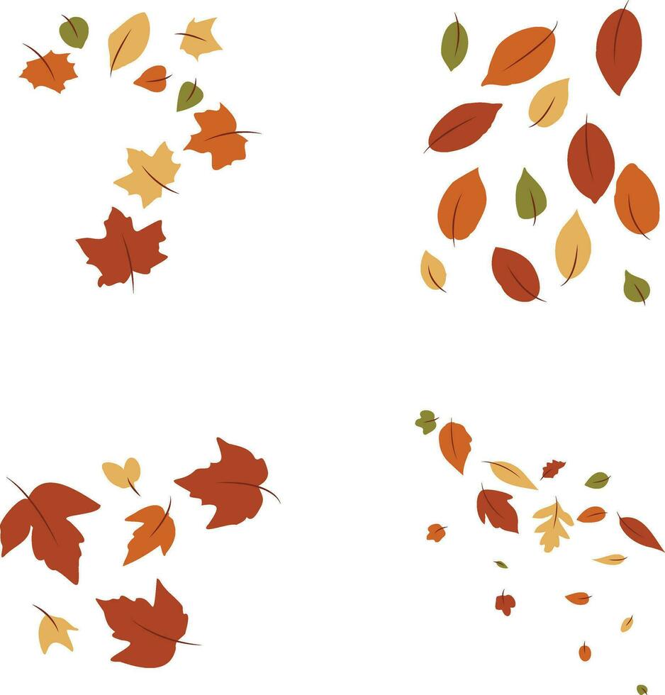 Fallen Autumn Leaves Icon On White Background. Vector Illustration Set.