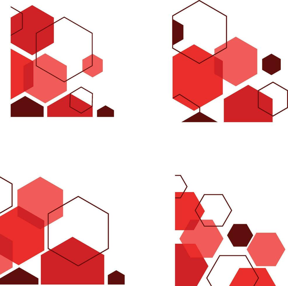 Hexagonal Corner Shape With Flat Design. Vector Illustration Set.