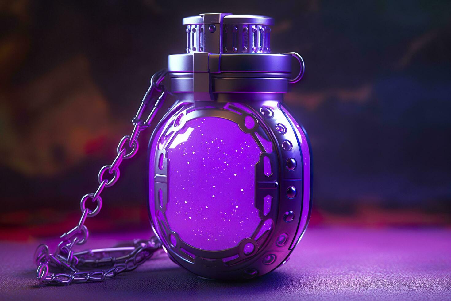 Purple Sci Fi Energy Flask with Pure Background. AI Generative photo