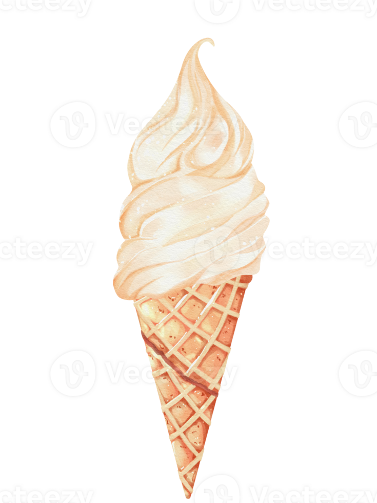Watercolor of vanilla ice cream png