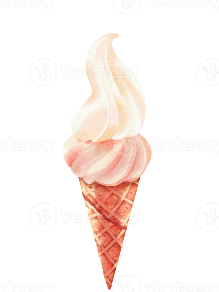 Aquarell von Vanille Erdbeere Eis Sahne png