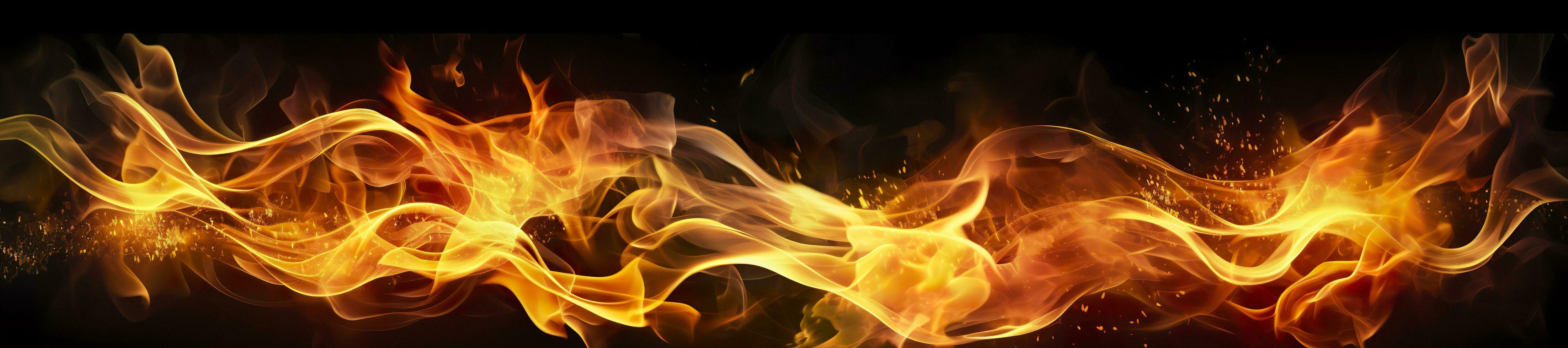 Fire flames on black background. AI Generative photo