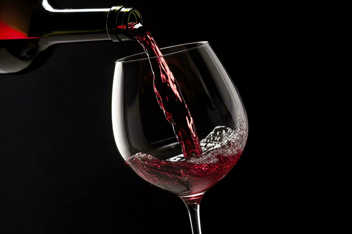 Pouring red wine into a wine glass. AI Generative photo