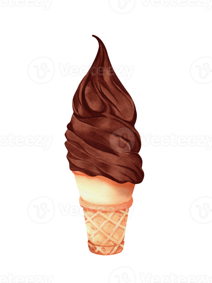 Watercolor of chocolate ice cream png