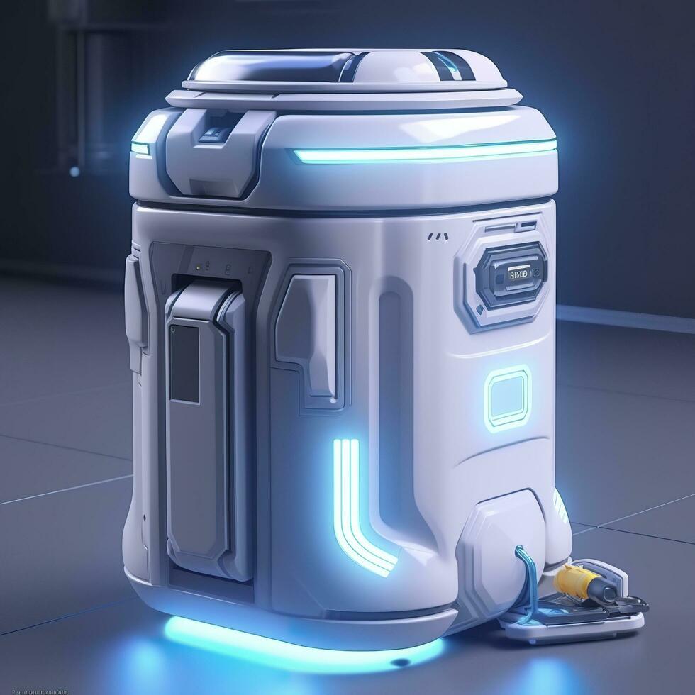Removable Trash Can with Intelligent, Modular Design. A Futuristic Concept for Sustainable Waste Management. AI Generative photo