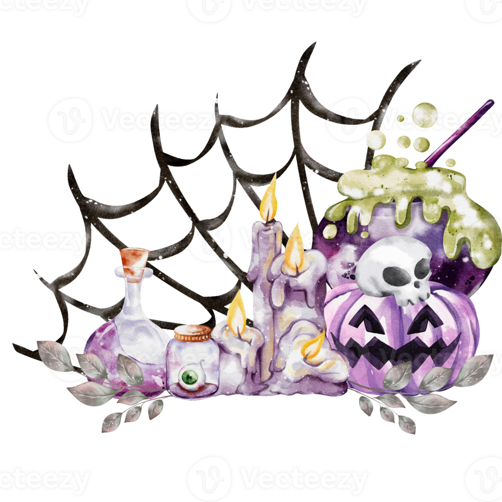 Halloween watercolor decoration png