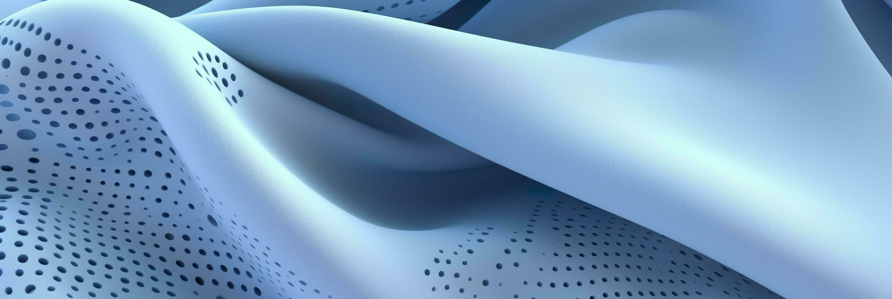 Breathable fabric dry light blue soft mesh holes floating light blue background. Generative AI photo