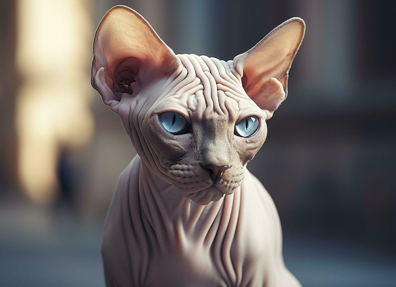 Beautiful photo Sphynx cat concept, contemporary natural and mood social background. Generative AI