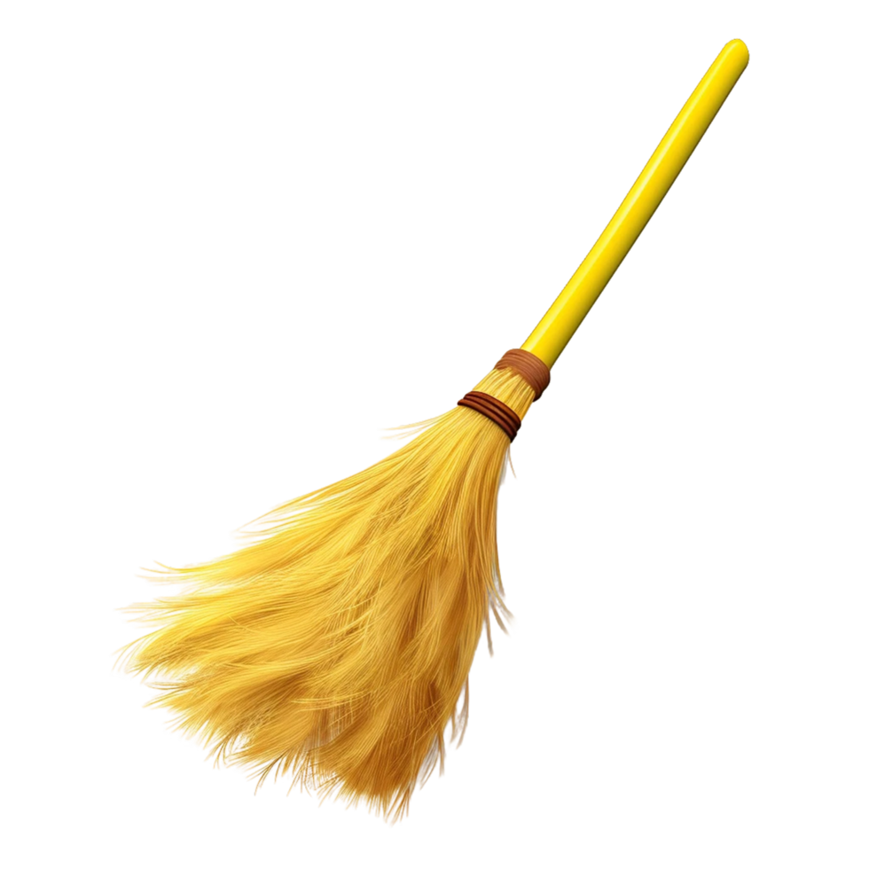 Broom on transparent background AI Generative png