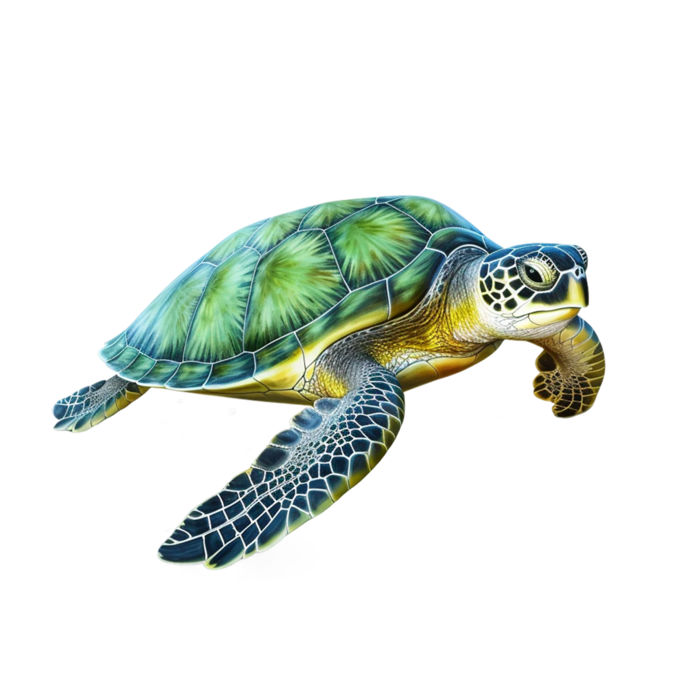 Sea turtle reptile drawing animal isolated on a transparent background AI Generative png