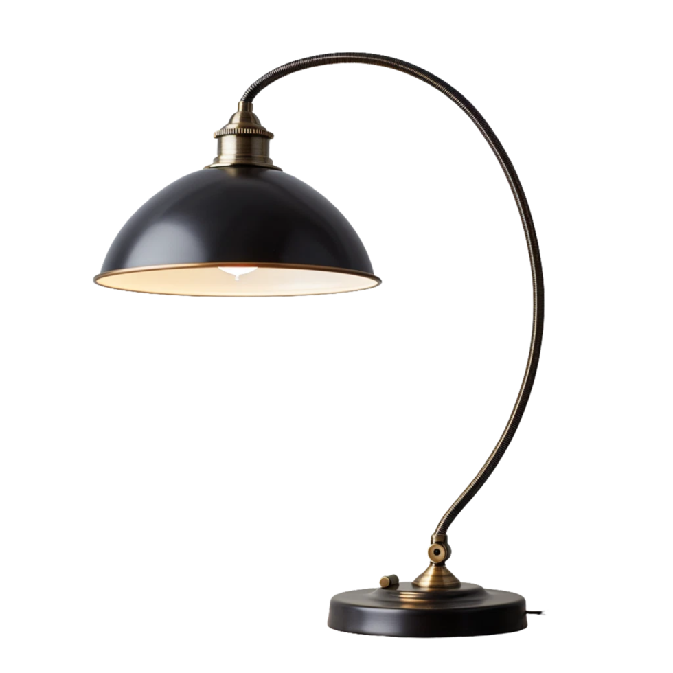 Black table lamp isolated on a transparent background AI Generative png