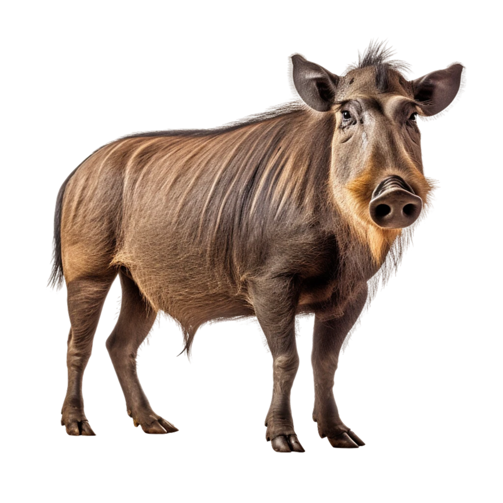 Warthog pig in the wild isolated on a transparent background AI Generative png